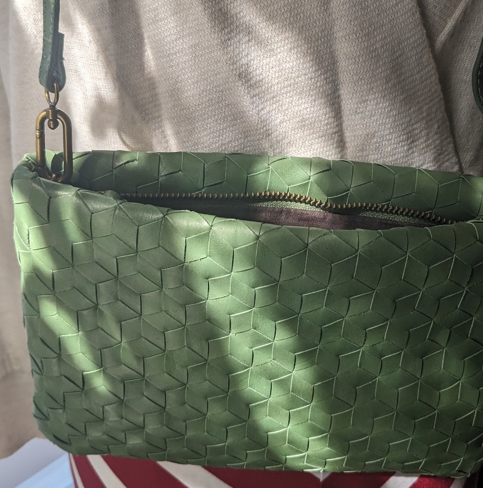 Madewell Green Leather Crossbody Purse